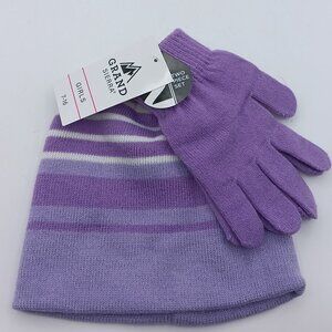 Grand Sierra Girl's Set 2 Pc Winter Beanie and Glove Size 7-16